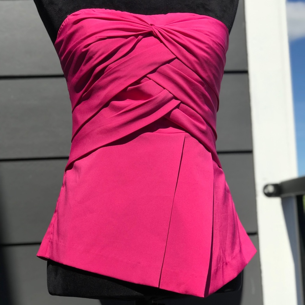 Strapless faux wrap top